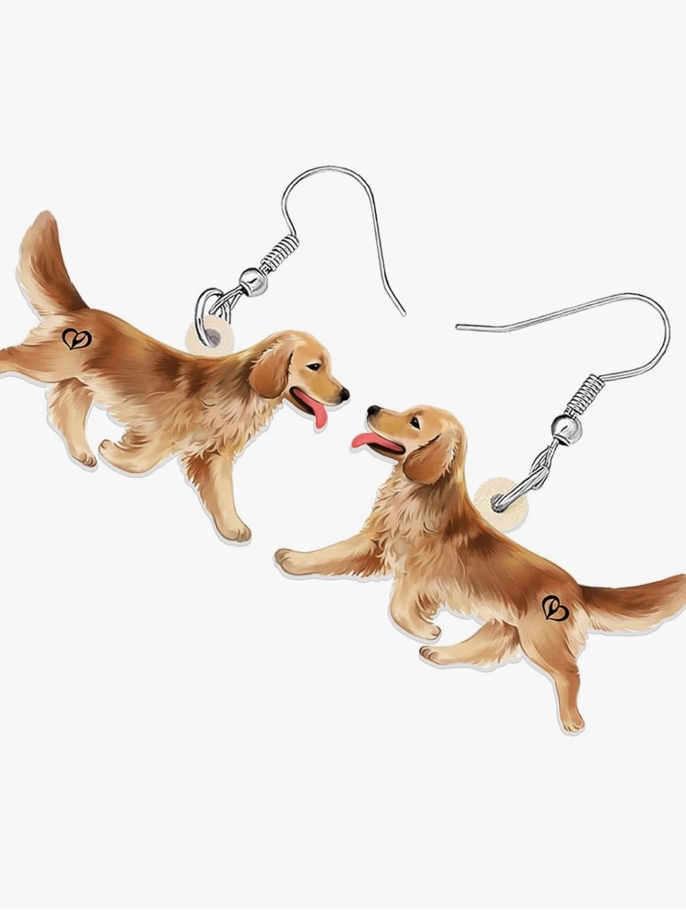 Chic Nation Golden Retriever Dog Dangle Earrings - Brown